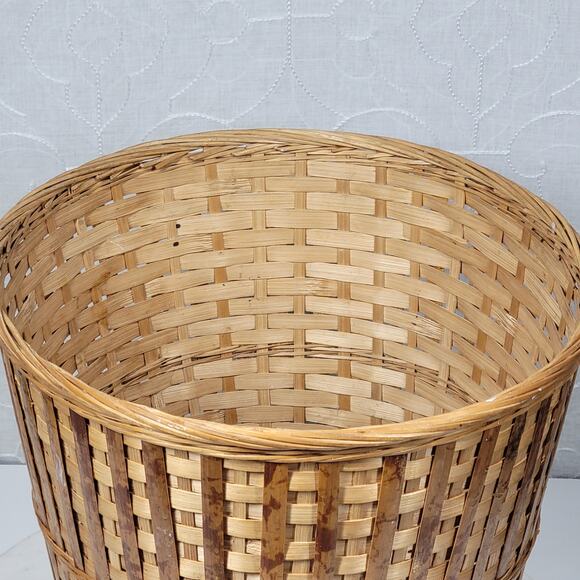 Vintage Wicker Basket 9" Tall Handmade Woven Rattan Bamboo Boho Rustic Decor - Picture 13 of 16